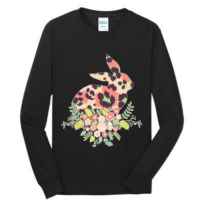 Stylish Leopard Pattern Easter Bunny Tall Long Sleeve T-Shirt
