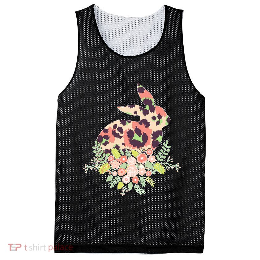 Stylish Leopard Pattern Easter Bunny Mesh Reversible Basketball Jersey Tank