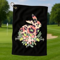 Stylish Leopard Pattern Easter Bunny Golf Towel
