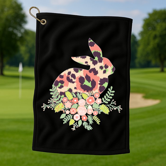 Stylish Leopard Pattern Easter Bunny Golf Towel