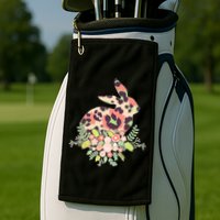 Stylish Leopard Pattern Easter Bunny Golf Towel