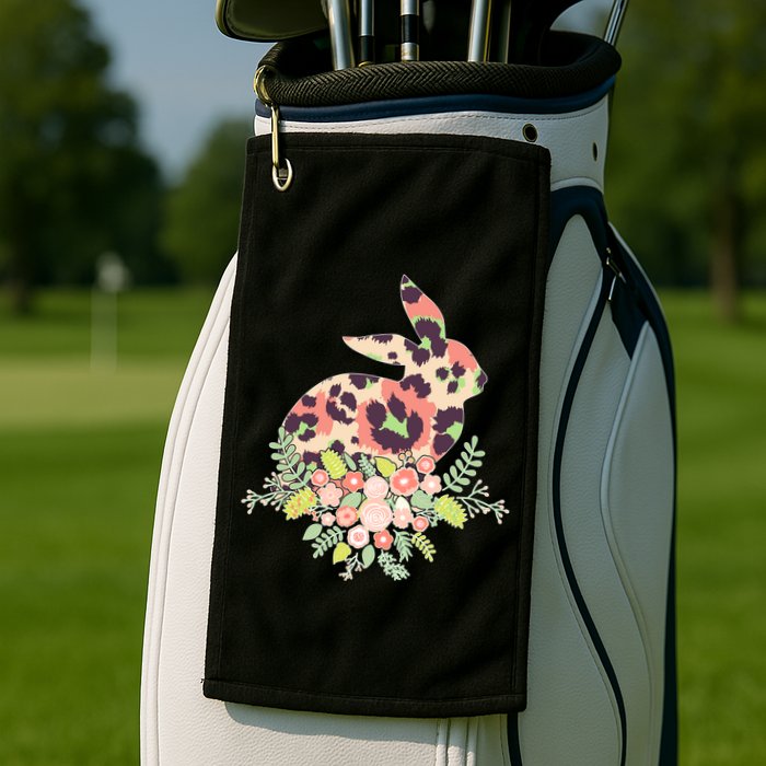 Stylish Leopard Pattern Easter Bunny Golf Towel