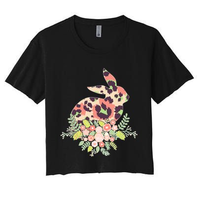 Stylish Leopard Pattern Easter Bunny Crop Top
