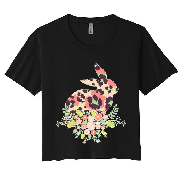 Stylish Leopard Pattern Easter Bunny Crop Top