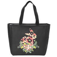 Stylish Leopard Pattern Easter Bunny Zip Tote Bag
