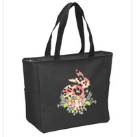 Stylish Leopard Pattern Easter Bunny Zip Tote Bag