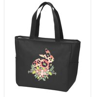Stylish Leopard Pattern Easter Bunny Zip Tote Bag