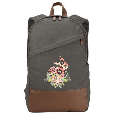 Stylish Leopard Pattern Easter Bunny Cotton Canvas Backpack