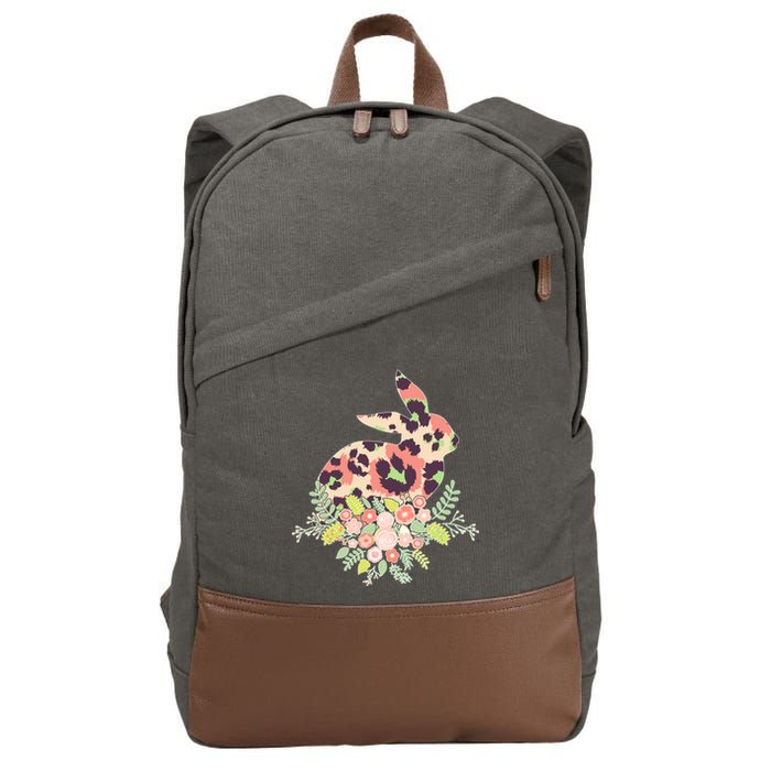 Stylish Leopard Pattern Easter Bunny Cotton Canvas Backpack
