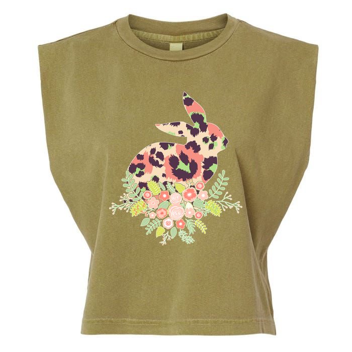 Stylish Leopard Pattern Easter Bunny Garment-Dyed Women's Muscle Tee