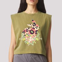 Stylish Leopard Pattern Easter Bunny Garment-Dyed Women's Muscle Tee