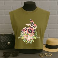 Stylish Leopard Pattern Easter Bunny Garment-Dyed Women's Muscle Tee
