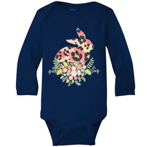 Stylish Leopard Pattern Easter Bunny Baby Long Sleeve Bodysuit