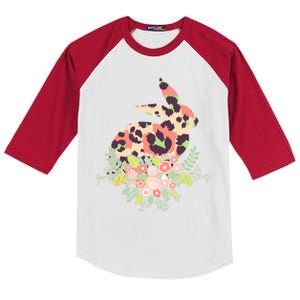 Stylish Leopard Pattern Easter Bunny Kids Colorblock Raglan Jersey