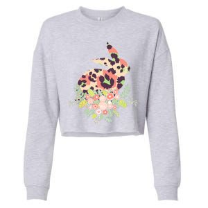 Stylish Leopard Pattern Easter Bunny Cropped Pullover Crew