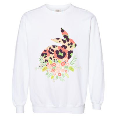 Stylish Leopard Pattern Easter Bunny Garment-Dyed Sweatshirt