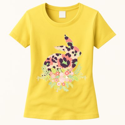 Stylish Leopard Pattern Easter Bunny Womens T-Shirt