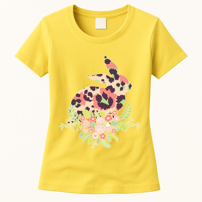 Stylish Leopard Pattern Easter Bunny Womens T-Shirt
