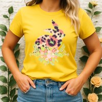 Stylish Leopard Pattern Easter Bunny Womens T-Shirt