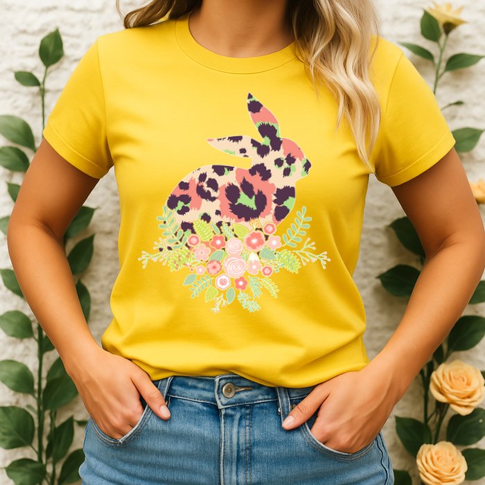 Stylish Leopard Pattern Easter Bunny Womens T-Shirt