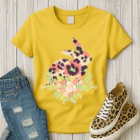 Stylish Leopard Pattern Easter Bunny Womens T-Shirt