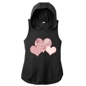 Stylish Pattern Hearts Ladies PosiCharge Tri-Blend Wicking Draft Hoodie Tank