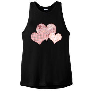 Stylish Pattern Hearts Ladies PosiCharge Tri-Blend Wicking Tank