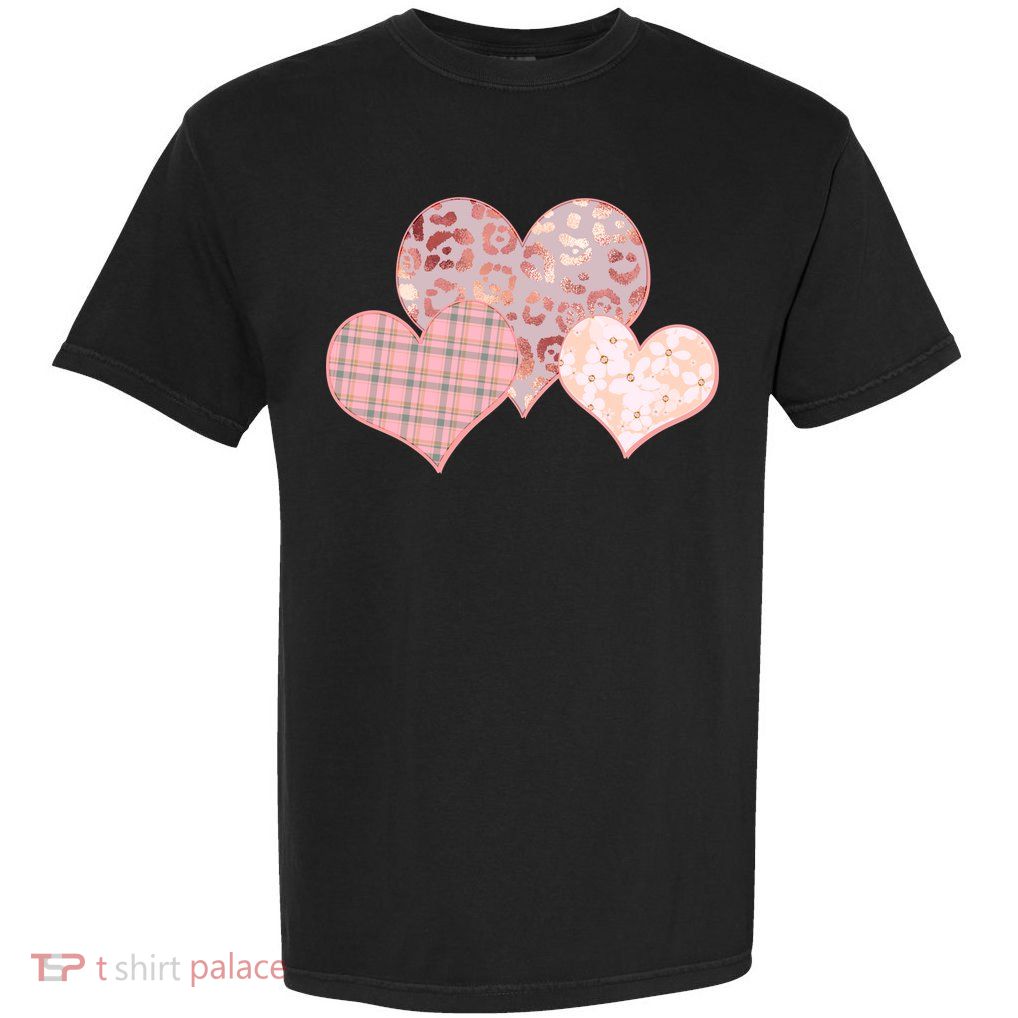 Stylish Pattern Hearts Garment-Dyed Heavyweight T-Shirt