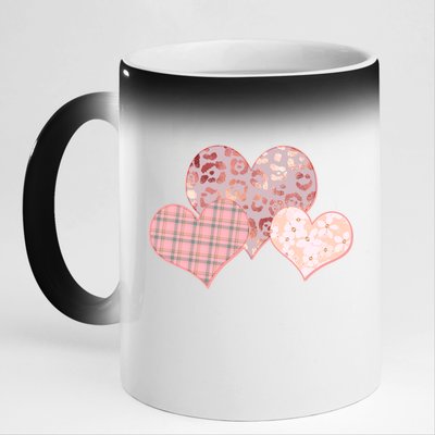 Stylish Pattern Hearts 11oz Black Color Changing Mug