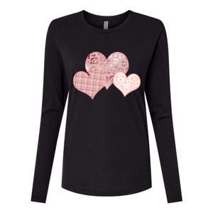 Stylish Pattern Hearts Womens Cotton Relaxed Long Sleeve T-Shirt