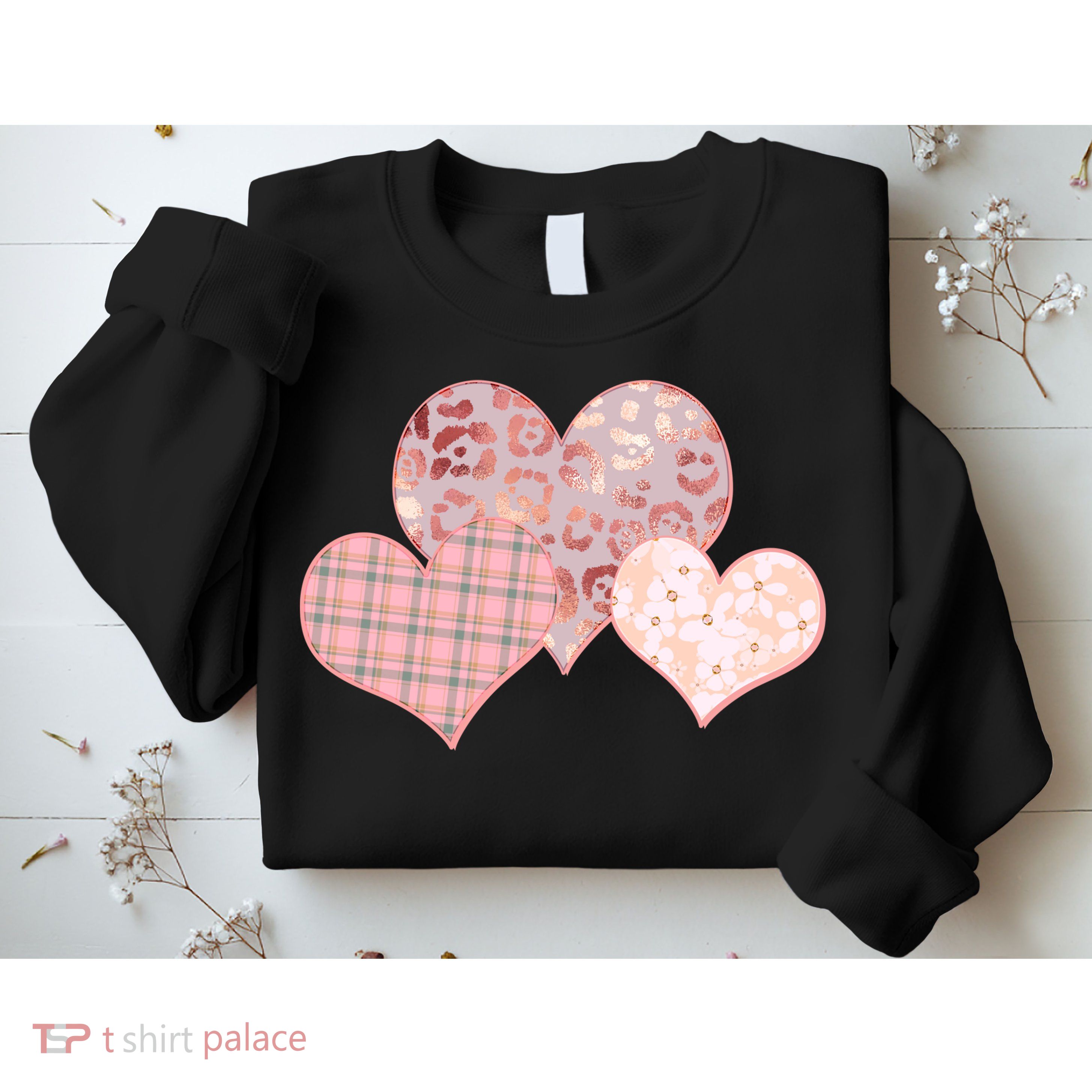 Stylish Pattern Hearts Sweatshirt