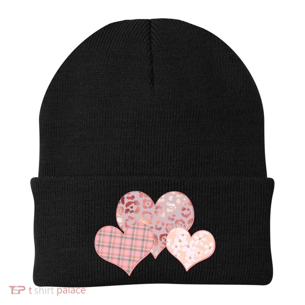 Stylish Pattern Hearts Knit Cap Winter Beanie
