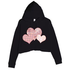 Stylish Pattern Hearts Crop Fleece Hoodie