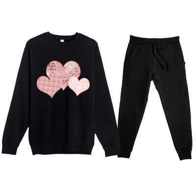 Stylish Pattern Hearts Premium Crewneck Sweatsuit Set