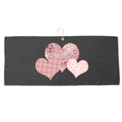 Stylish Pattern Hearts Large Microfiber Waffle Golf Towel