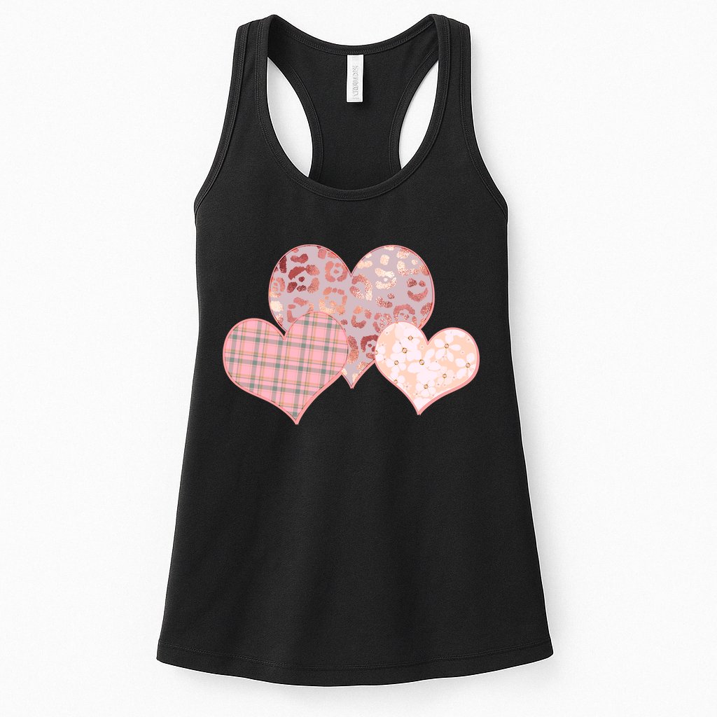 Stylish Pattern Hearts Womens Tank Top