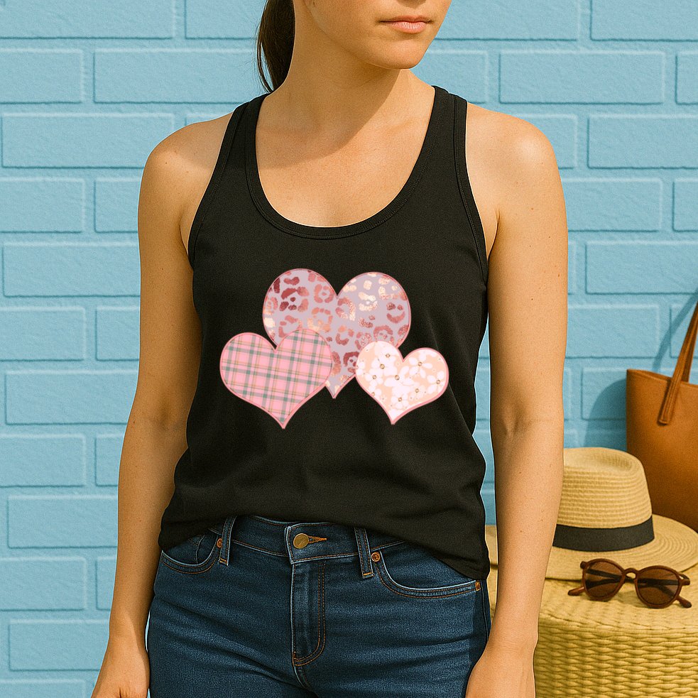 Stylish Pattern Hearts Womens Tank Top