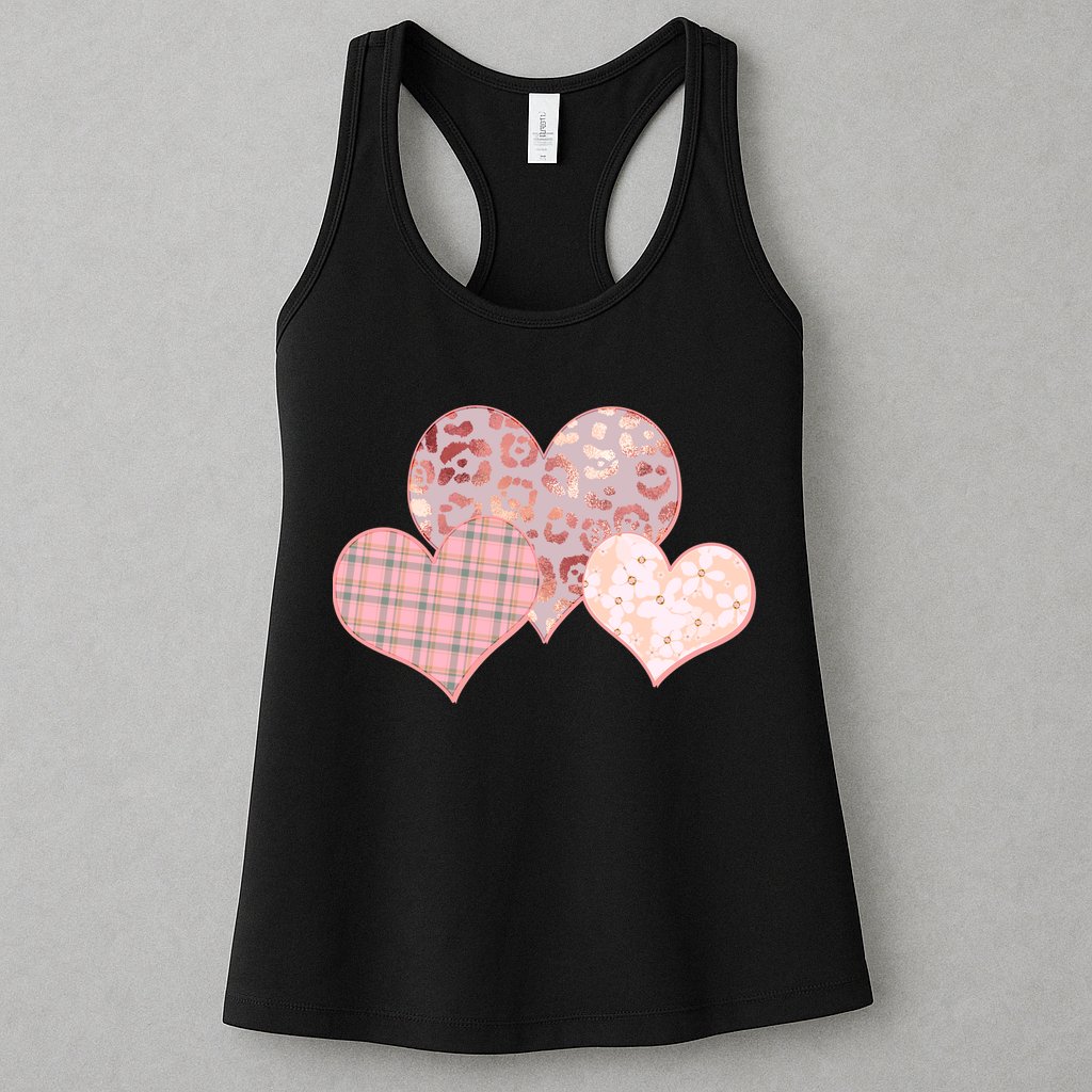Stylish Pattern Hearts Womens Tank Top