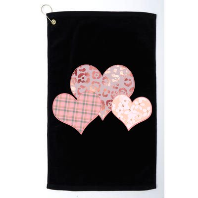 Stylish Pattern Hearts Platinum Collection Golf Towel