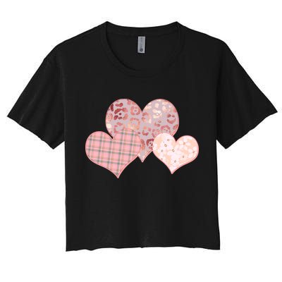Stylish Pattern Hearts Crop Top