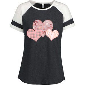 Stylish Pattern Hearts Enza Ladies Jersey Colorblock Tee