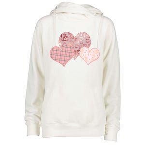 Stylish Pattern Hearts Womens Funnel Neck Pullover Hood