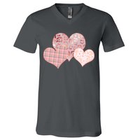 Stylish Pattern Hearts V-Neck T-Shirt