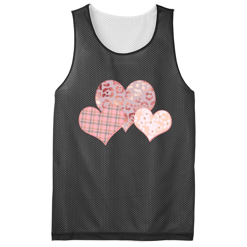 Stylish Pattern Hearts Mesh Reversible Basketball Jersey Tank