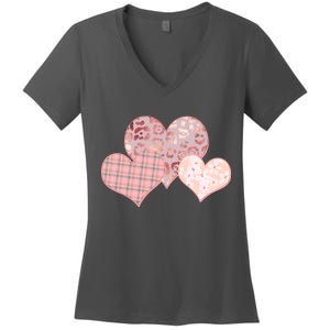 Stylish Pattern Hearts Women's V-Neck T-Shirt