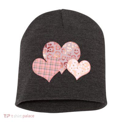 Stylish Pattern Hearts Short Acrylic Beanie