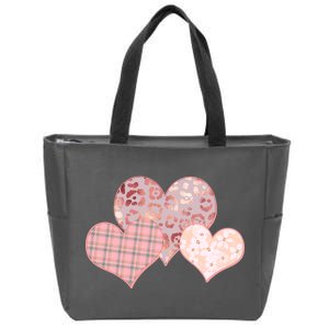 Stylish Pattern Hearts Zip Tote Bag