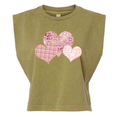 Stylish Pattern Hearts Garment-Dyed Women's Muscle Tee