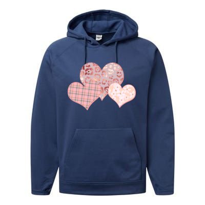 Stylish Pattern Hearts Performance Fleece Hoodie