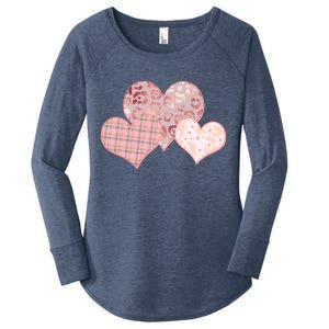 Stylish Pattern Hearts Women's Perfect Tri Tunic Long Sleeve Shirt